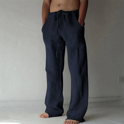 Herren Leinenhose Elastisch Bequem Mit Seitentaschen