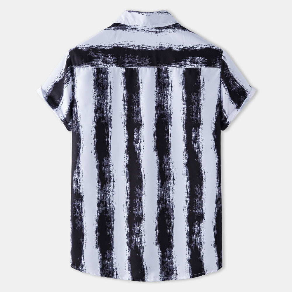 Herren Kurzarmhemd Modernes Pinselstrich Design