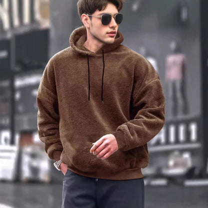Herren Fleecepullover Kapuze Weich Warm mit Kängurutasche