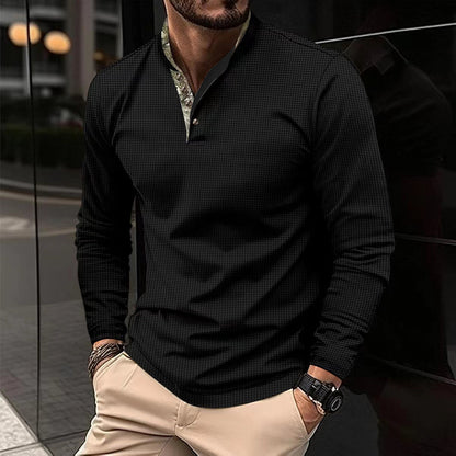 Herren Langarmhemd Modern Stehkragen Elegantes Design