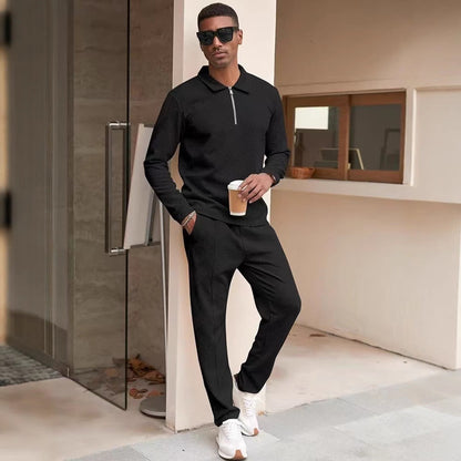 Herren Casual-Set Hose Oberteil mit Struktur-Design Modern - BerlinGlamour