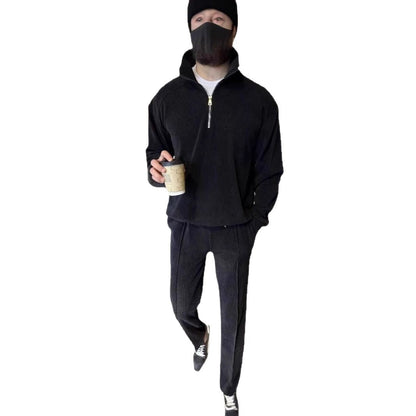 Herren Fleecejacke Sportlich Halbzipp Reißverschluss