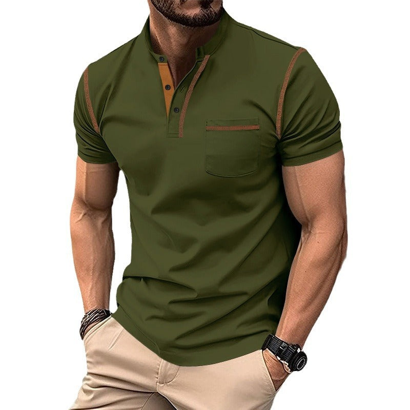 Herren Polo-Shirt Modern Struktur Knöpfe Slim-Fit