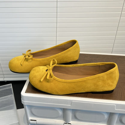 Damen Ballerinas Weichleder Schleifen Detail Elegante Heidi Mode - BerlinGlamour