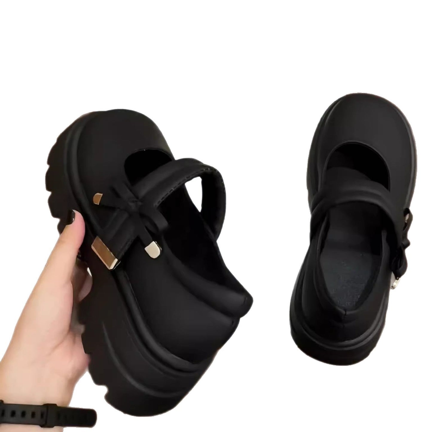 Damen Pantoletten Comfort Chunky Mit Verstellbarem Riemen