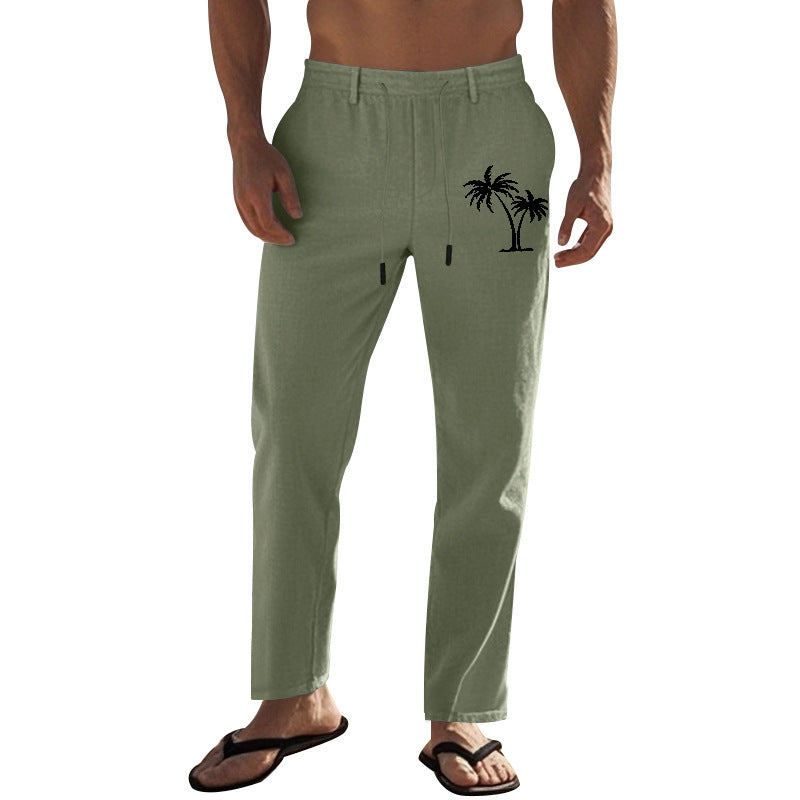 Herren Leinenhose Leicht Mit Kordelzug Sommer
