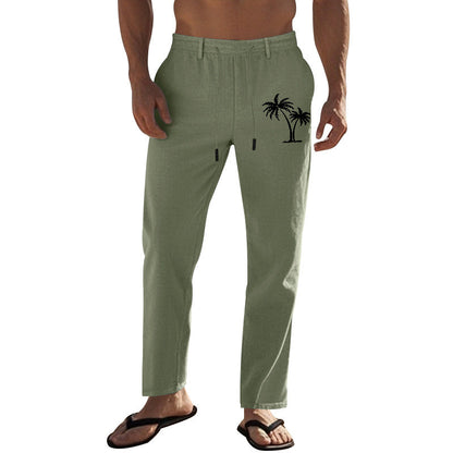 Herren Leinenhose Leicht Mit Kordelzug Sommer