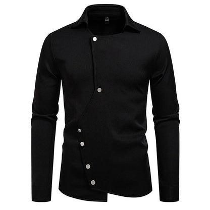 Herren Hemd Modern Asymmetrisch Knopfdesign Slim Fit