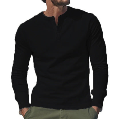 Herren Langarmshirt Henley T-Shirt Modern Berlin