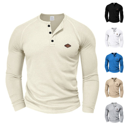 Herren Langarmhemd Strukturiert Modern Knopfdetails
