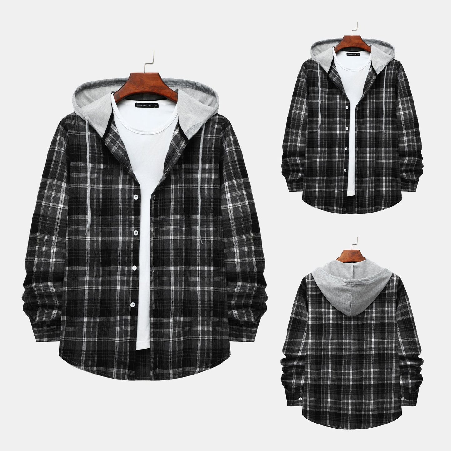 Herren Kapuzenjacke Karomuster Klassisch Modern