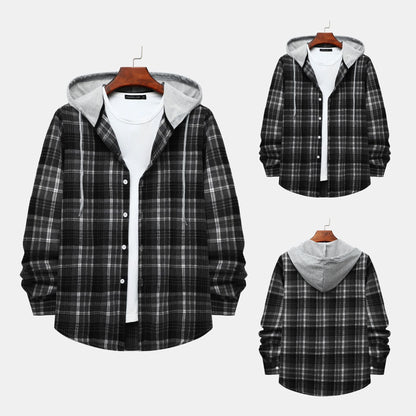 Herren Kapuzenjacke Karomuster Klassisch Modern