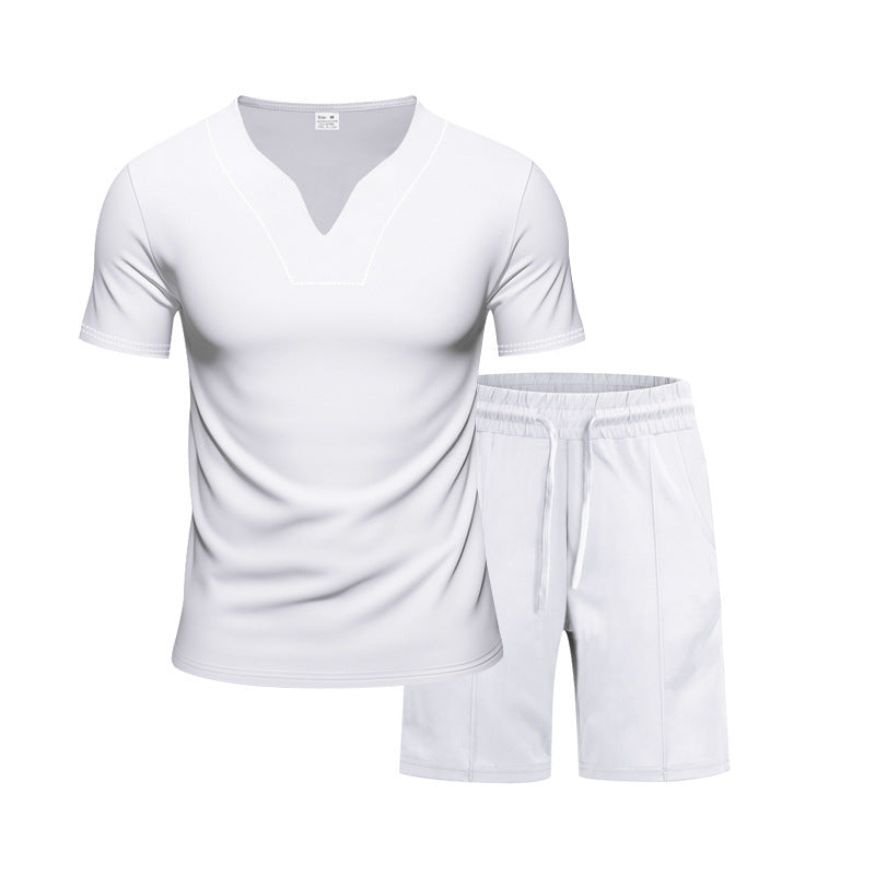 Herren Sportset Atmungsaktiv Elastisch Kurzarm T-Shirt und Shorts
