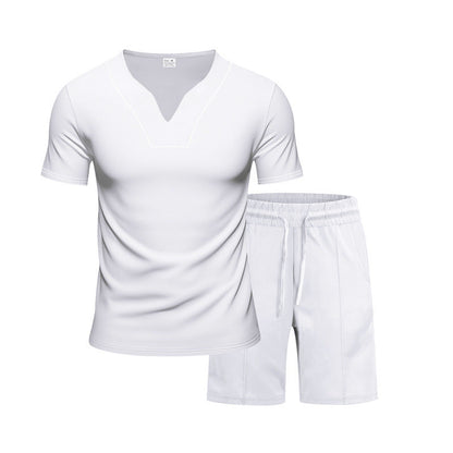 Herren Sportset Atmungsaktiv Elastisch Kurzarm T-Shirt und Shorts