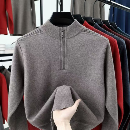 Herren Rollkragenpullover Funktional mit Halbzipper und Struktur