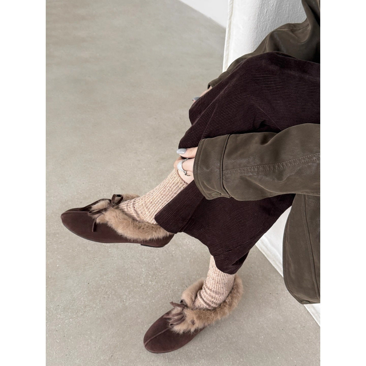 Damen Hausschuhe Luxus Kunstfell Warm Elegant