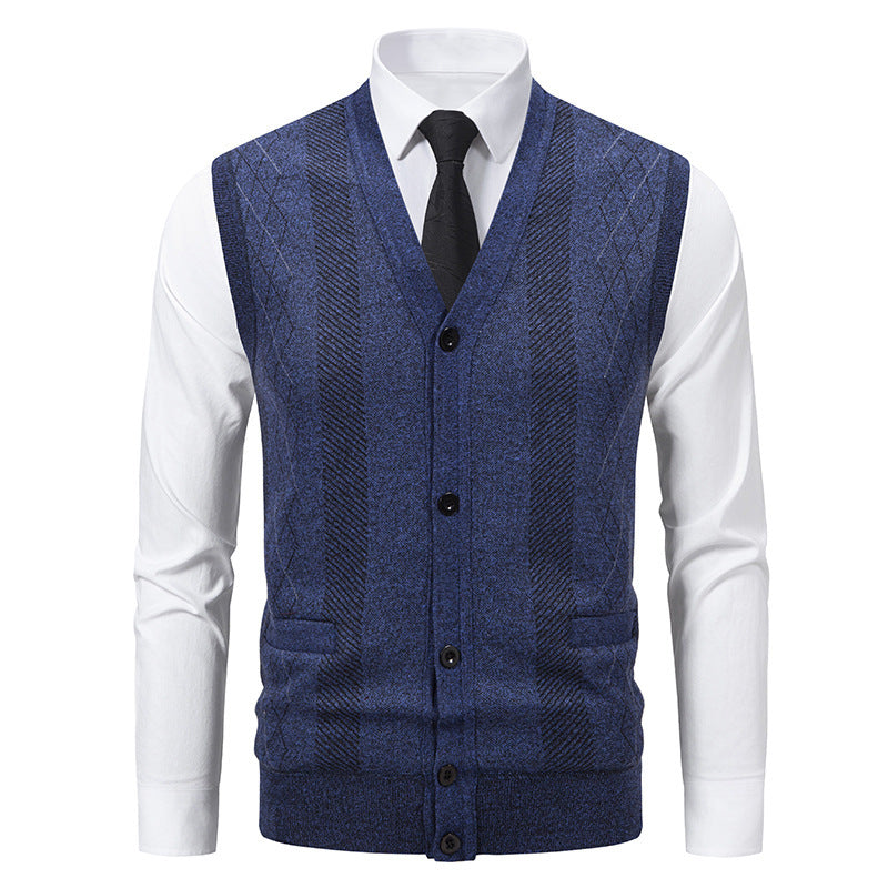 Herren Strickjacke Klassisch V-Ausschnitt Zopfmuster