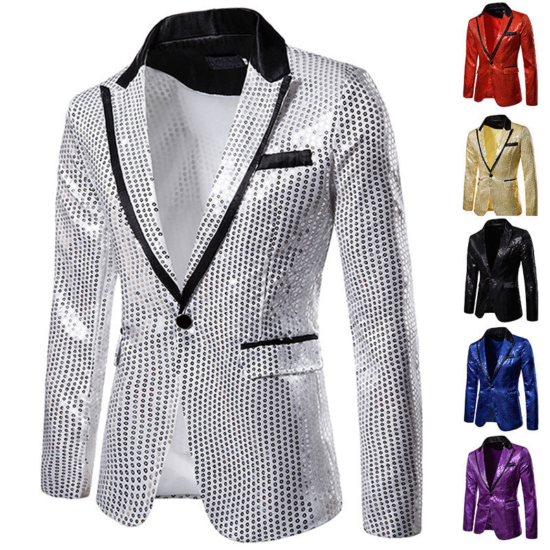 Glitzernder Herren Blazer Pailletten Jacke Party