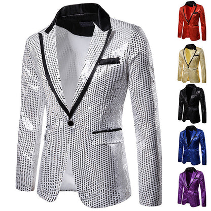 Glitzernder Herren Blazer Pailletten Jacke Party