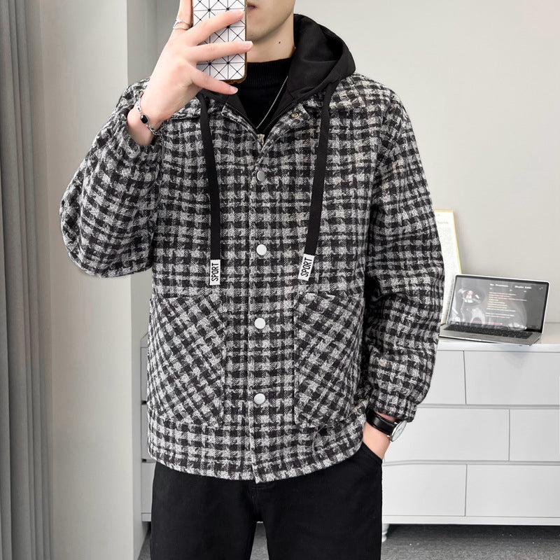 Herren Überjacke Warm Kariert Mit Kuschelfutter