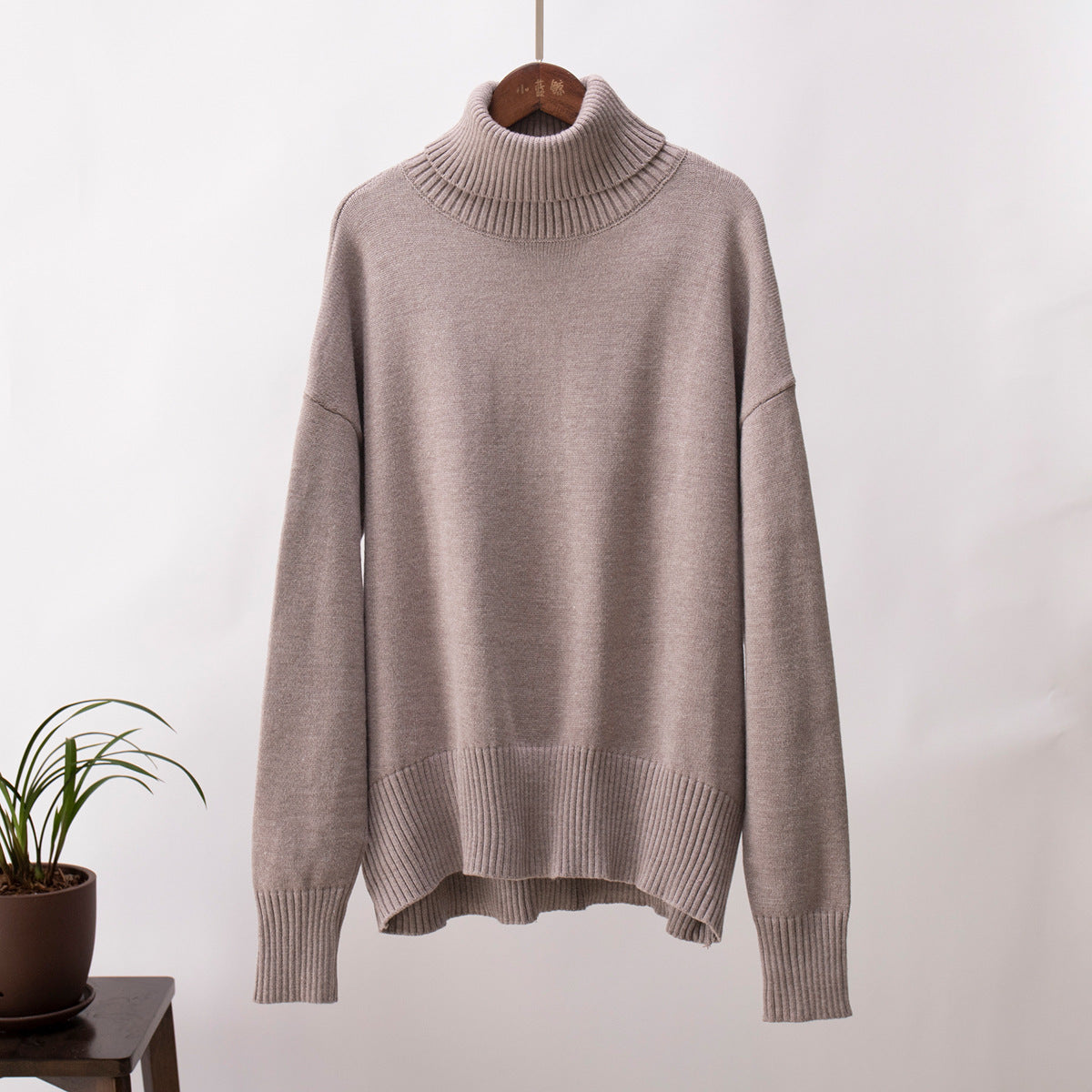 Damen Strickpullover Lässig Warm mit Rippenbund