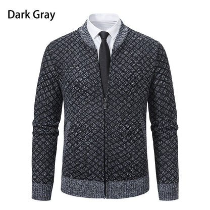 Herren Strickjacke Modern Zopfmuster Reißverschluss
