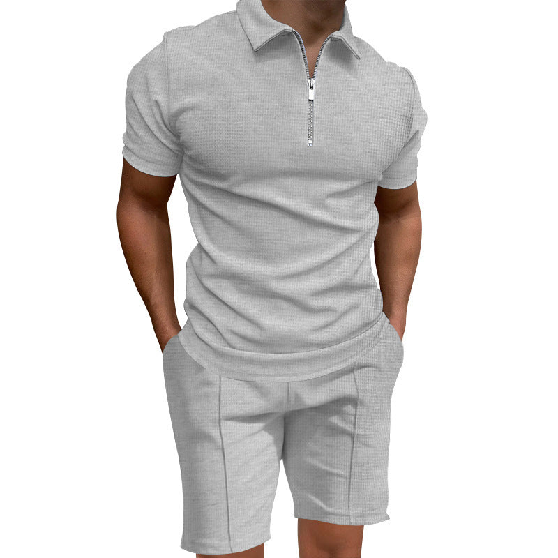 Herren Polo-Shorts-Set Modern mit elastischem Bund und Reißverschluss