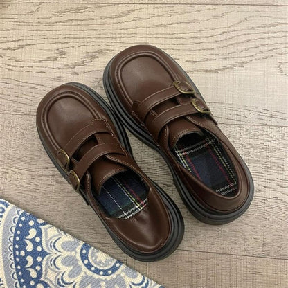 Damen Mokassins Bequem Doppelriemen Schuhe Casual