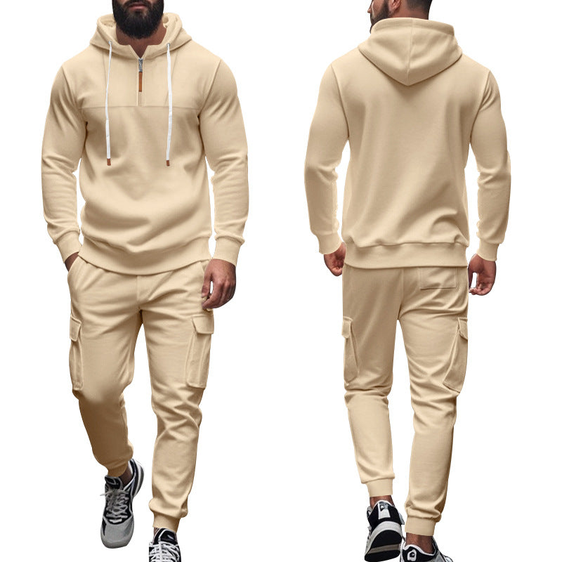 Herren Hoodie Jogginganzug mit Cargo-Taschen Komfort Hochkragen - BerlinGlamour