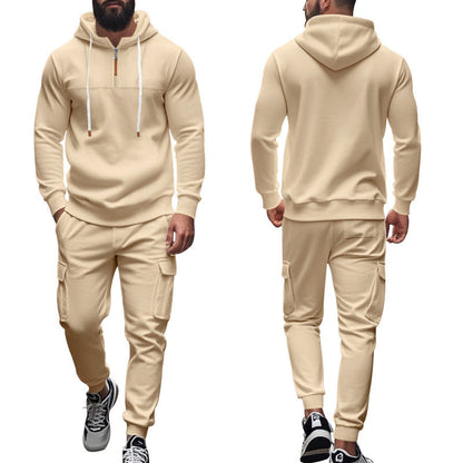 Herren Hoodie Jogginganzug mit Cargo-Taschen Komfort Hochkragen - BerlinGlamour