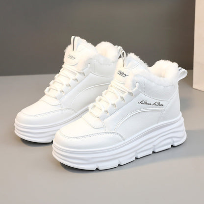 Damen Winter Sneaker High-Top Weich Fleece Rutschfest