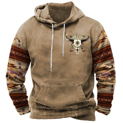 Männer Pullover Kapuze Western Design Cowboy Style