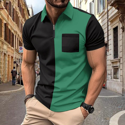 Herren Polohemd Modern Zip Kragen mit Brusttasche