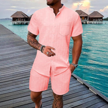 Herren Anzug Kurzarm Modern Strukturdesign Elegant