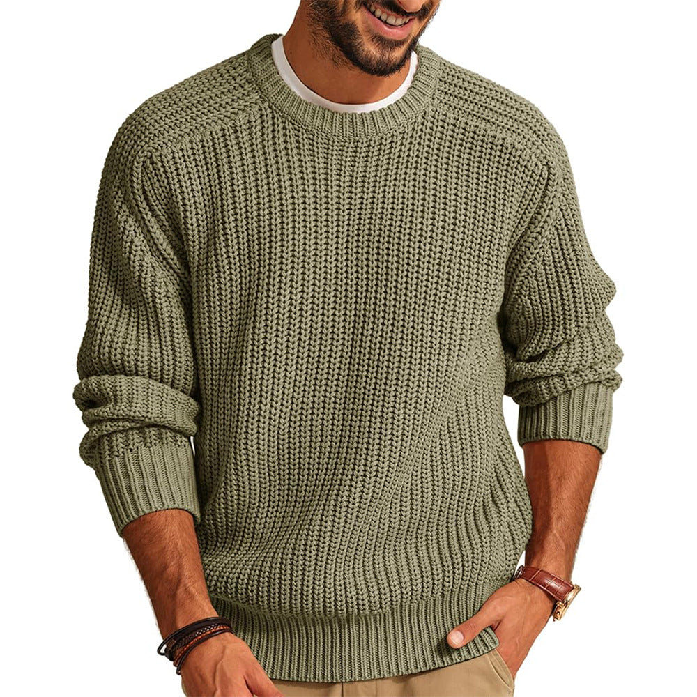 Herren Pullover Grobstrick Rundhals Lässig Modern