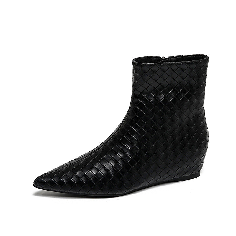 Damen Stiefel Ankle Boots Keilsohle Geflochten Elegant