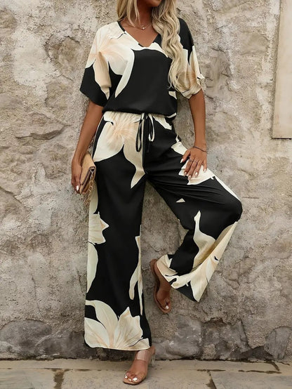 Damen Hosenanzug Elastisch Floral Modern