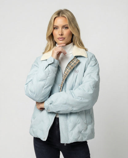 Damen Steppjacke Warm Winter Mantel mit Reverskragen Cord - BerlinGlamour