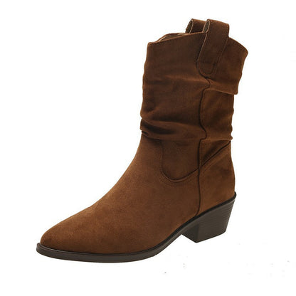 Damen Cowboy-Stiefel Mit Blockabsatz Komfortabel