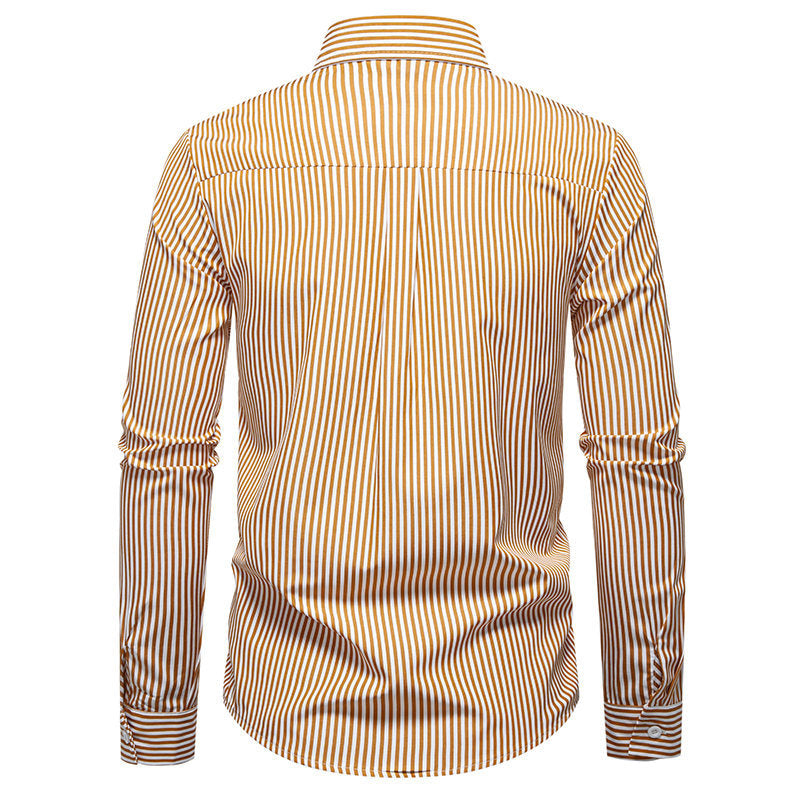 Herren Langarmhemd Streifenmuster Modern Slim Fit