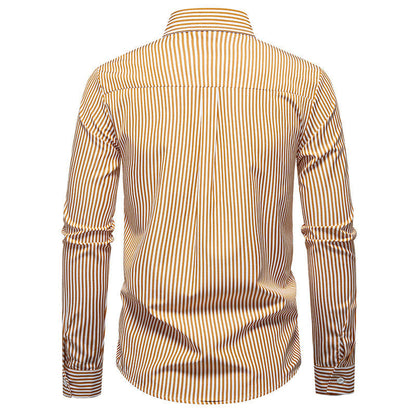 Herren Langarmhemd Streifenmuster Modern Slim Fit