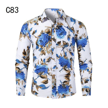 Herren Hemd Langarm Modern Floral Style