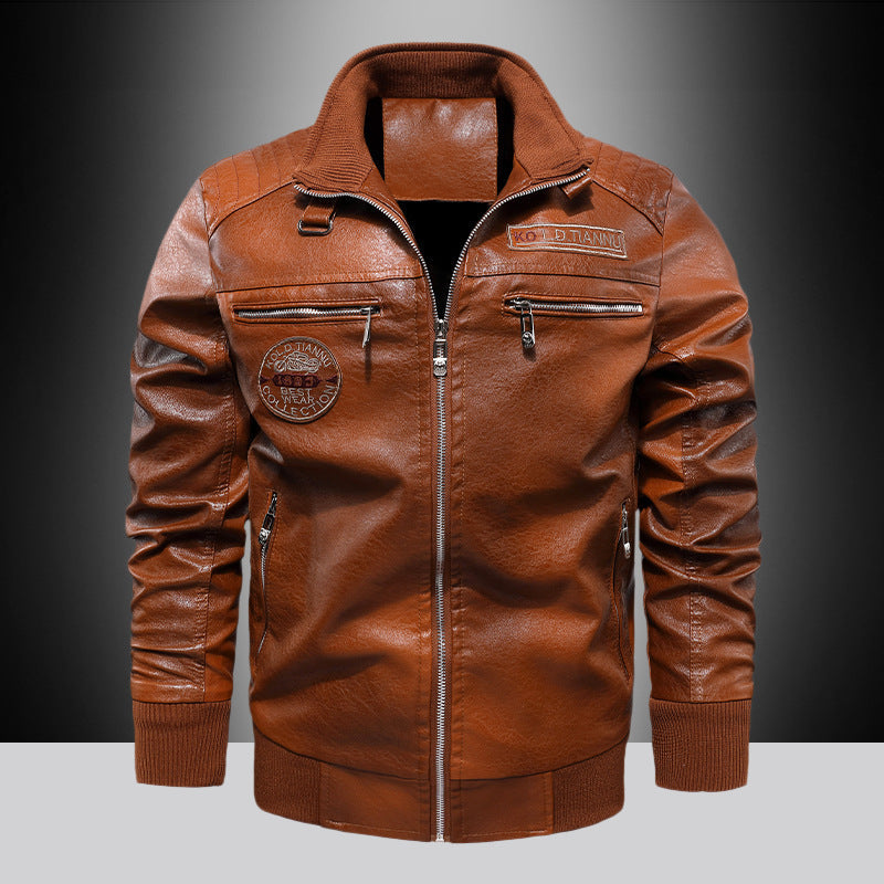 Herren Lederjacke Modern mit Reißverschluss Schwarz - BerlinGlamour