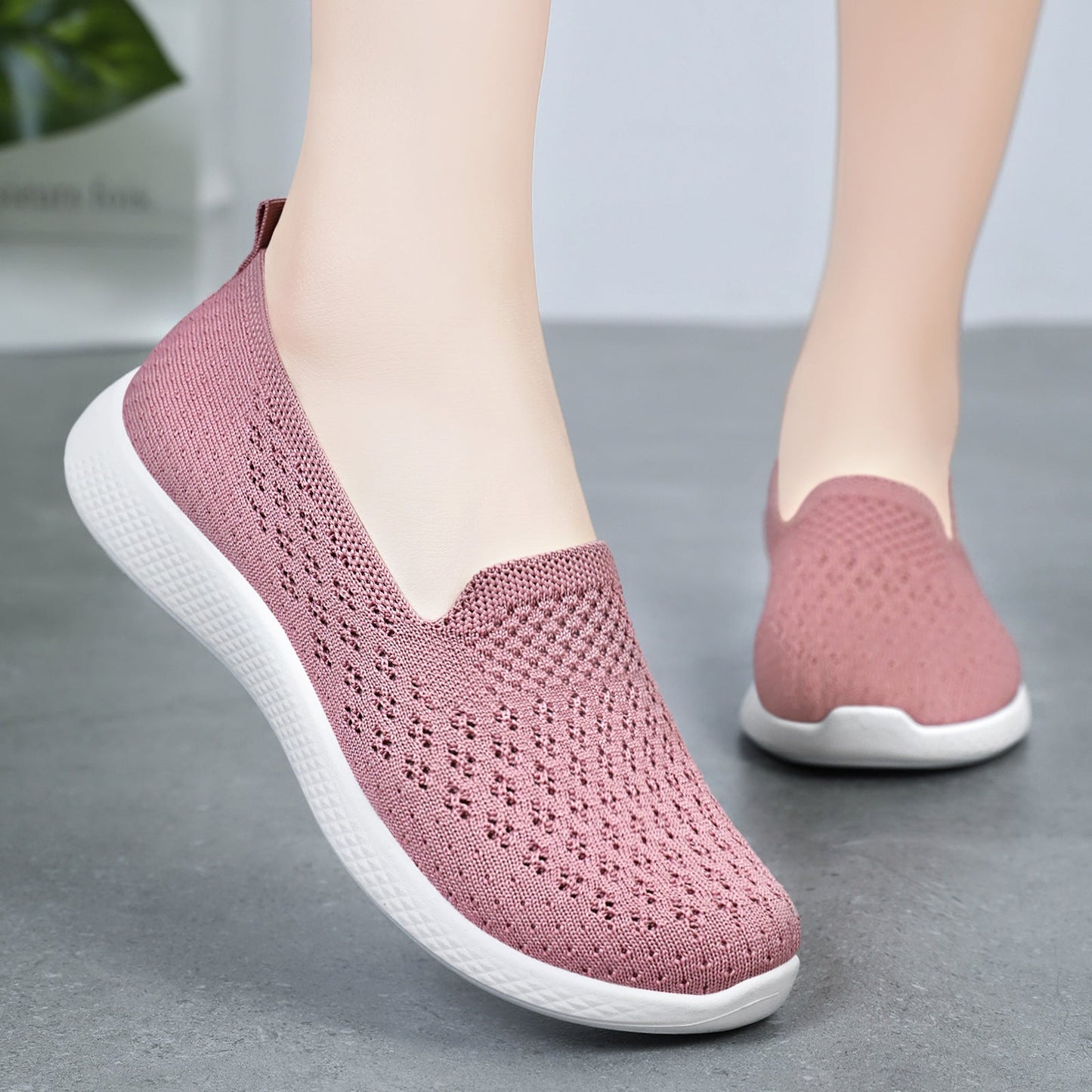 Damen Sneaker Atmungsaktiv Elastisch Slip-On Sportschuhe - BerlinGlamour