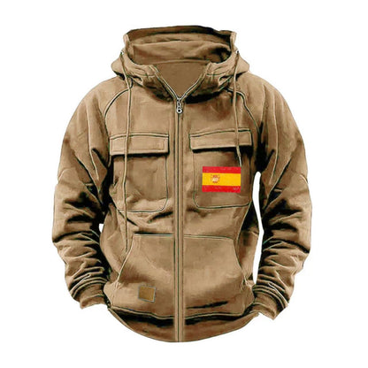 Herren Outdoorjacke Funktionstaschen Praktisch Reißverschluss
