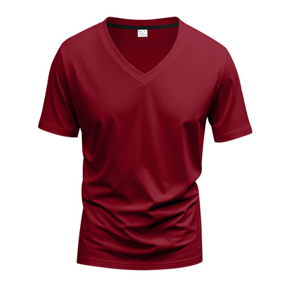 Herren T-Shirt V-Ausschnitt atmungsaktiv Schnelltrocknend Baumwolle