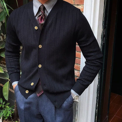 Herren Strickjacke Elegante Slimfit mit Knöpfen