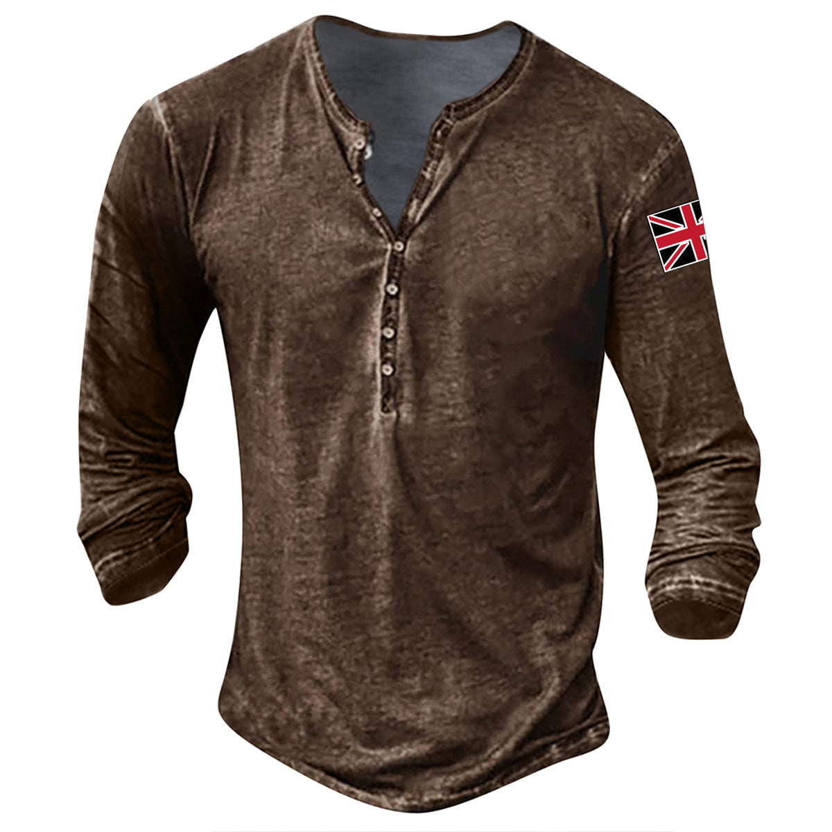 Herren Langarmhemd Modern mit Knöpfen und Aufdruck
