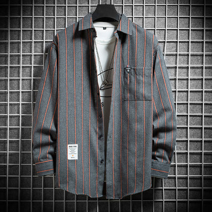 Herren Langarmhemd Streifen Modern Schnitt
