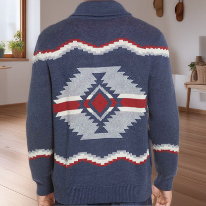 Herren Strickjacke Modern Ethno Design Knöpfe
